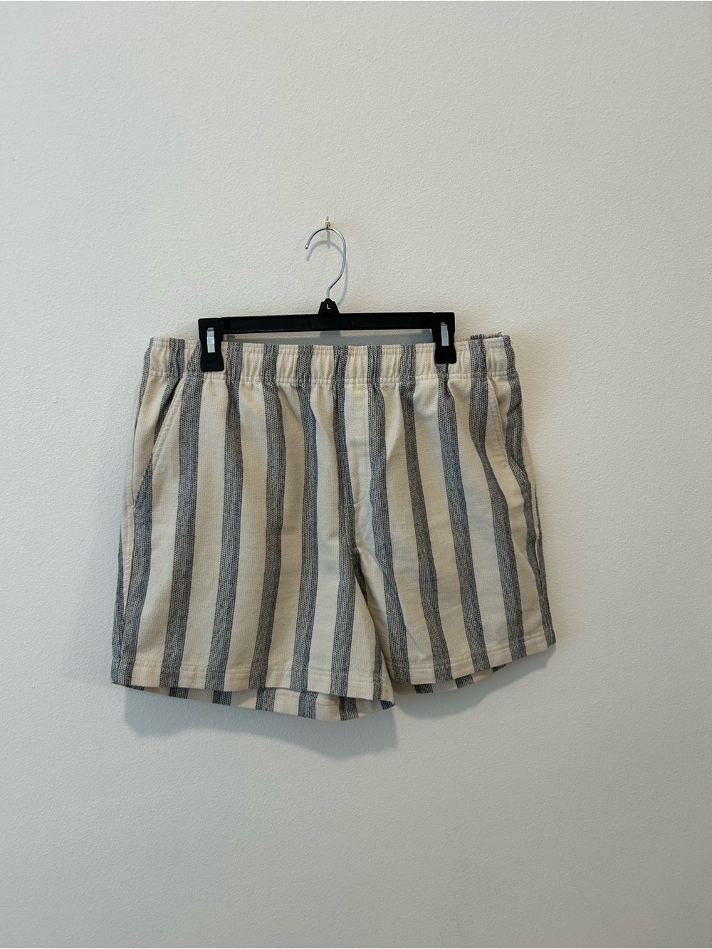 RSQ Vertical Beige and Gray Striped Flat Front Shorts